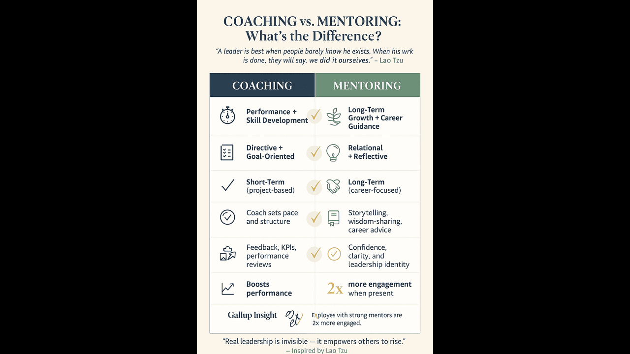 Coaching vs. Mentoring: Unlocking the Full Potential of Your People